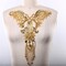 Gold Oversized Beaded Neckline Applique with Fringe for Costumes and Dresses Hot Fix Patch